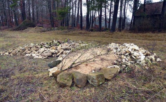 BioDiv-Projekt - Lesesteinhaufen mit Sand für Erdwildbienen