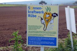 Gesehen in Eggolsheim, interessante Information. Es fehlt der Hinweis: Auf diesem Acker mit Gift hochgezogen! Foto: W-D. Schröber